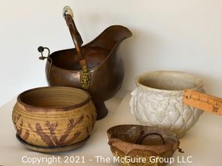 Selection of Ceramic Garden Pots and Coal Ash Scuttle. Includes McCoy Pottery.