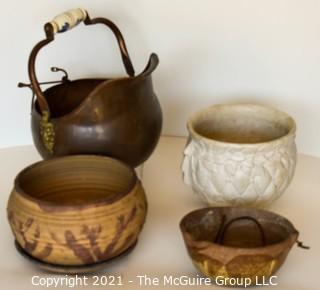 Selection of Ceramic Garden Pots and Coal Ash Scuttle. Includes McCoy Pottery.