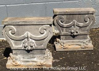 Vintage Concrete Garden Bench in Three (3) Pieces