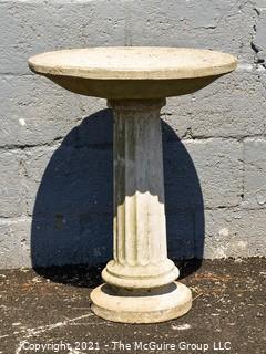 Concrete Garden Bird Bath with Column Pedestal in Two (2) Pieces; 26" tall