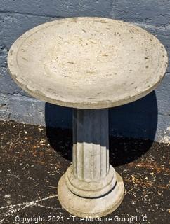 Concrete Garden Bird Bath with Column Pedestal in Two (2) Pieces; 26" tall