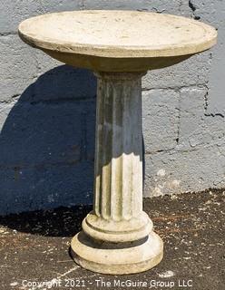 Concrete Garden Bird Bath with Column Pedestal in Two (2) Pieces; 26" tall