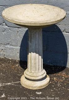 Concrete Garden Bird Bath with Column Pedestal in Two (2) Pieces; 26" tall