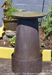 Modern Art Copper Bird Bath in Two Pieces.  Measures 36"T 