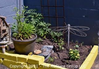 Large Metal Dragonfly Garden Sculpture on Curved Metal Spike (garden not included).