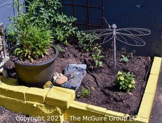 Large Metal Dragonfly Garden Sculpture on Curved Metal Spike (garden not included).