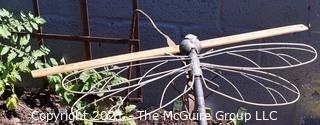 Large Metal Dragonfly Garden Sculpture on Curved Metal Spike (garden not included).