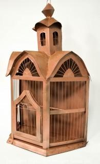 Copper Bird House Garden Decoration. Measures 25"T.