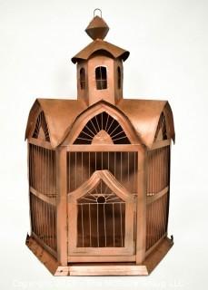 Copper Bird House Garden Decoration. Measures 25"T.