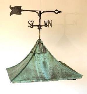 Antique Copper Cupola with Weather Vane. Measures 29"Square and 31" T.