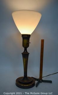 Vintage Brass Table Lamp with Milk Glass Shade.  Measures 18"T.  