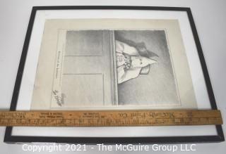 Framed Under Glass Political Cartoon Signed by Artist Gene Elderman "Reform of the Judiciary". Measures 24"H x 20"W.