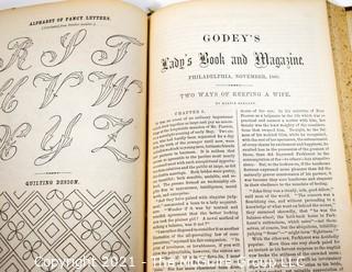 Hard Cover Edtion of Godley's Lady's Book and Magazine, Philadelphia, P.A, 1860.  