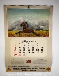 Complete 1952 Spiral Bound Set Of 12 Calendar Pages Produced for the Minneapolis-Moline Power Implement Company Featuring Artwork Of Argentine Artist F Molina Campos