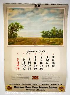 Complete 1952 Spiral Bound Set Of 12 Calendar Pages Produced for the Minneapolis-Moline Power Implement Company Featuring Artwork Of Argentine Artist F Molina Campos