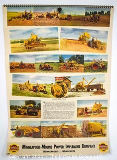 Complete 1952 Spiral Bound Set Of 12 Calendar Pages Produced for the Minneapolis-Moline Power Implement Company Featuring Artwork Of Argentine Artist F Molina Campos