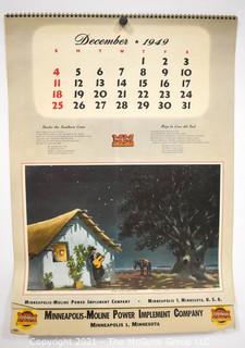 Complete 1952 Spiral Bound Set Of 12 Calendar Pages Produced for the Minneapolis-Moline Power Implement Company Featuring Artwork Of Argentine Artist F Molina Campos