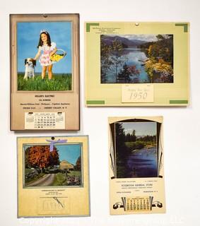 Four (4) Vintage Advertising Wall Calendars, Complete