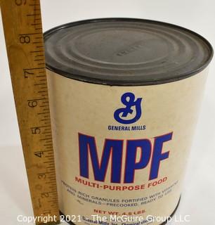 Vintage Unopened Can of General Mills Multi-Purpose Food (MPF) Produced for Nuclear Fallout Shelter Survival Kits in the 1950's.  Selling  for Display Only. 