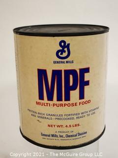 Vintage Unopened Can of General Mills Multi-Purpose Food (MPF) Produced for Nuclear Fallout Shelter Survival Kits in the 1950's.  Selling  for Display Only. 