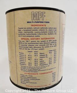 Vintage Unopened Can of General Mills Multi-Purpose Food (MPF) Produced for Nuclear Fallout Shelter Survival Kits in the 1950's.  Selling  for Display Only. 