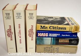 Group of Hard Cover Books on Government.  Includes (3) Volume Set of "History of the Office of Secretary of Defense"