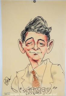 Unframed Caricature Illustration Art on Paper Entitled "Trimco" by Steve Brodner, Signed. Measures 12"W x 18"H.