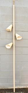 Mid Century Modern White Metal Three (3) Light Tension Mount Pole Lamp. Missing Feet.