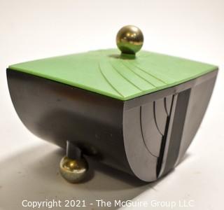 Art Deco Mid Century Bakelite Vanity Items Including Trinket Box, Powder Compact and Pin Holder.