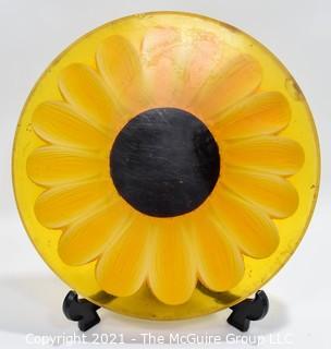 Large Yellow Daisy Flower Lucite Garden Step.  Measures 15" in diameter.