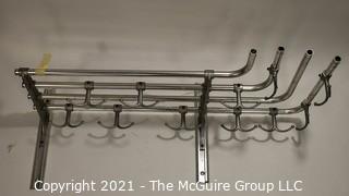 Vintage Trolley or Train Car Deco Aluminum Tube Shelf Rack with Hooks. Measures 24".