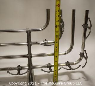 Vintage Trolley or Train Car Deco Aluminum Tube Shelf Rack with Hooks. Measures 24".