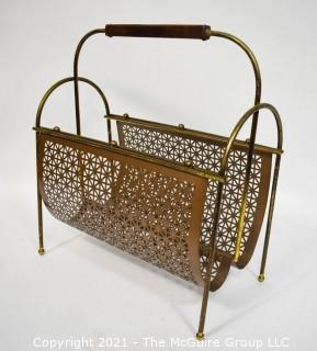 Mid Century Wire Mesh Magazine Rack.  Measures 9"W x "L x "T.