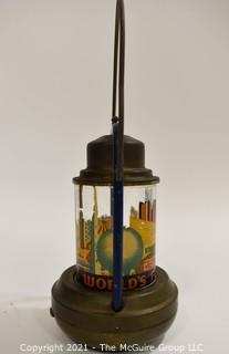 Vintage Art Deco 1939 New York World's Fair Brass Battery Lantern. Measures 8"T.