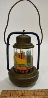 Vintage Art Deco 1939 New York World's Fair Brass Battery Lantern. Measures 8"T.