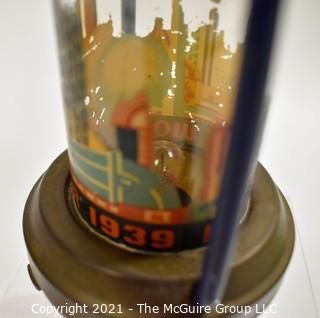 Vintage Art Deco 1939 New York World's Fair Brass Battery Lantern. Measures 8"T.