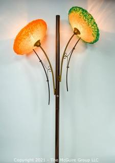 Mid-Century Modern MCM Tension Pole Lamp With Two (2) Spun Fiberglass Flower Shades.  Missing tension pole base.  Measures 52"T. 