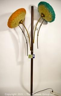 Mid-Century Modern MCM Tension Pole Lamp With Two (2) Spun Fiberglass Flower Shades.  Missing tension pole base.  Measures 52"T. 