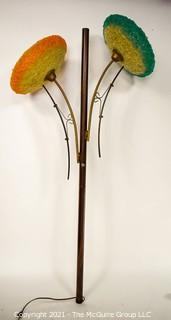 Mid-Century Modern MCM Tension Pole Lamp With Two (2) Spun Fiberglass Flower Shades.  Missing tension pole base.  Measures 52"T. 