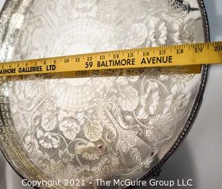 Vintage: Ornate Chased and Electroplated Copper Punch Bowl, Ladle with Cups