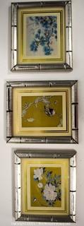 Three (3) Small Framed Under Glass Asian Prints.   Each measure 6" L x 5"W.