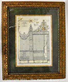 Gilt Framed Under Glass Trinity College Print of Gate.  Measures 32" x 26".