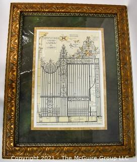 Gilt Framed Under Glass Trinity College Print of Gate.  Measures 32" x 26".