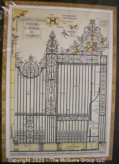 Gilt Framed Under Glass Trinity College Print of Gate.  Measures 32" x 26".