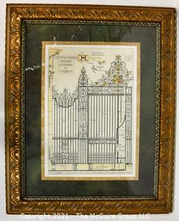 Gilt Framed Under Glass Trinity College Print of Gate.  Measures 32" x 26".