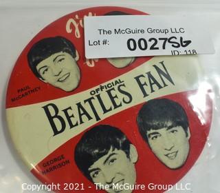 Vintage Authentic 1964 "I'm a Official Beatles Fan" Pin made by NEMS Enterprises LTD .  Measures 4" in diameter. 