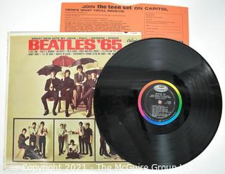 Vintage Original 1965 Vinyl Record MONO LP with Sleeve and Cover; Beatles "65" 