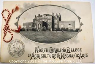 Group of Four (4) Antique North Carolina College of Agriculture & Mechanic Arts (A&M), now North Carolina State.  Ephemera.  Includes Leather Bound Graduation Commencement Programs and 1900 Calendar. 