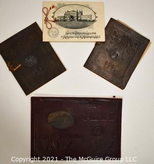 Group of Four (4) Antique North Carolina College of Agriculture & Mechanic Arts (A&M), now North Carolina State.  Ephemera.  Includes Leather Bound Graduation Commencement Programs and 1900 Calendar. 