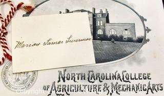 Group of Four (4) Antique North Carolina College of Agriculture & Mechanic Arts (A&M), now North Carolina State.  Ephemera.  Includes Leather Bound Graduation Commencement Programs and 1900 Calendar. 